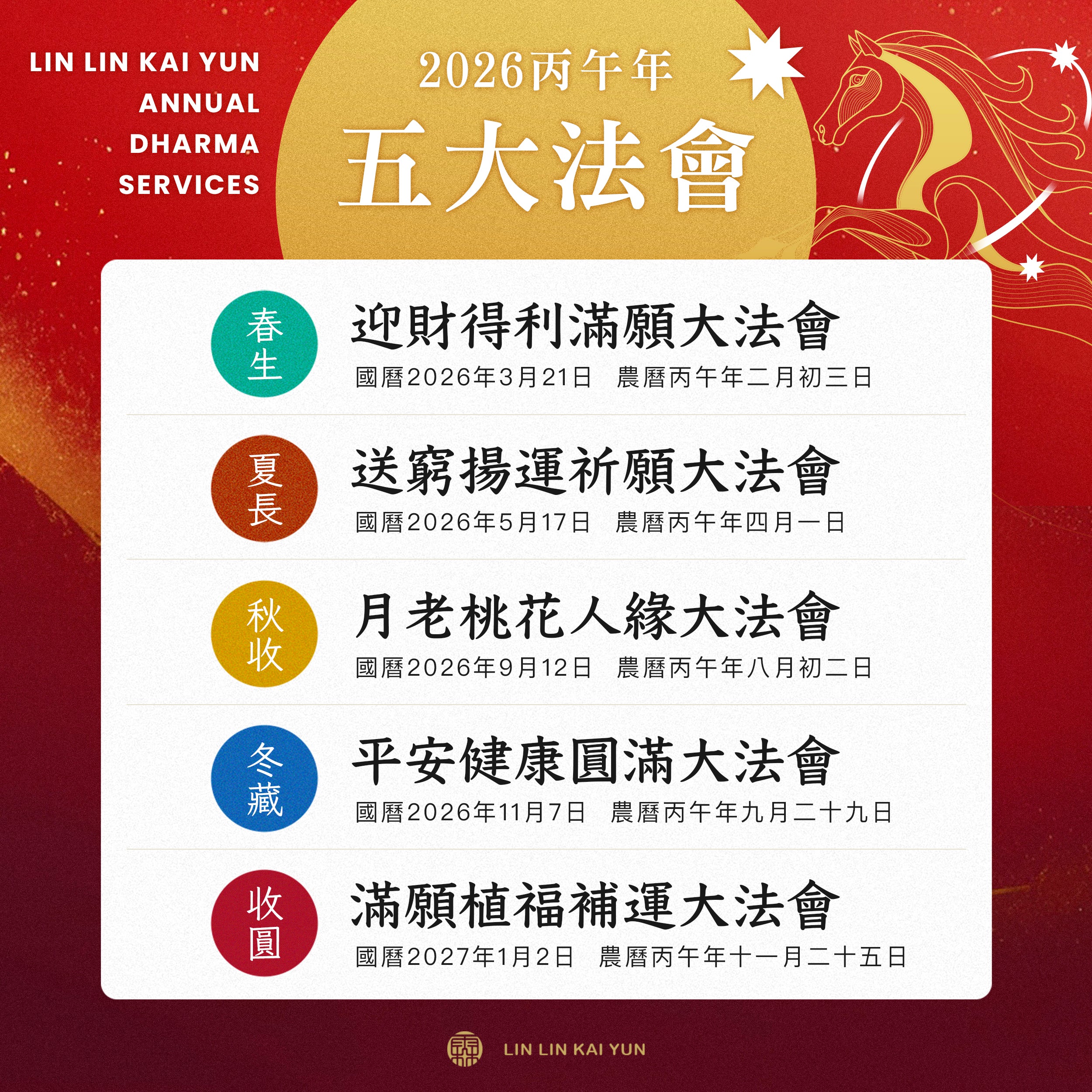 2026 五大法會完整解析｜每一場都是一次修補、圓滿、開運的轉折點